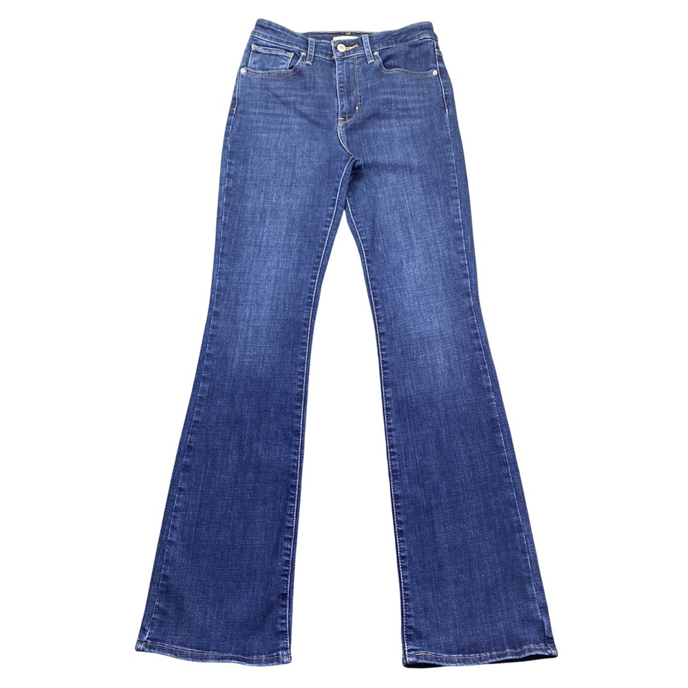 Levis 725 High Rise Bootcut Jeans Dark Wash Blue Denim Sz 27 Grunge Western